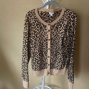 Jcrew leopard pattern button up sweater